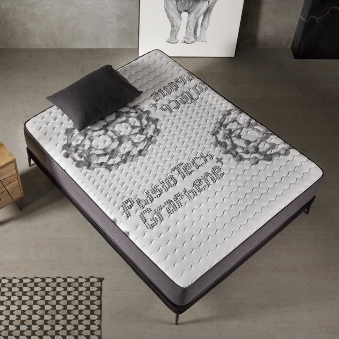 Matelas PHISIOTEC 140x190 cm en BLUE-LATEX-Mousse à mémoire de Forme-HR-Allège les pressions-Thermorégulation pro active-ANTI-STRESS