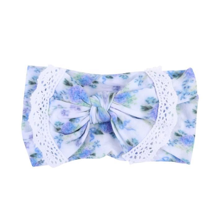 Bandeau de cheveux en nylon imprimé bébé bandeau bowknot à larges bords doux avec accessoires de de tête de dentelle (fleurs