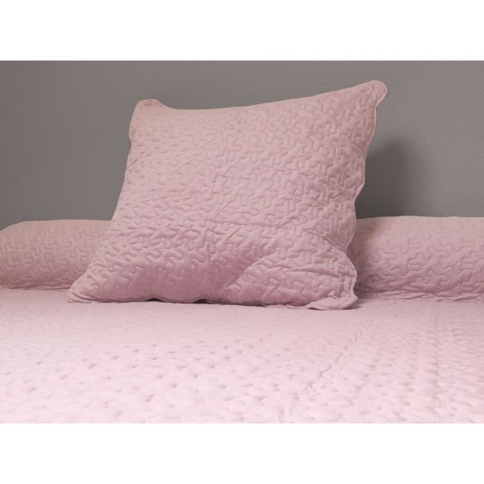 SOLEIL D'OCRE Couvre Lit Boutis 240x260 Rose + 2 taies d'oreiller