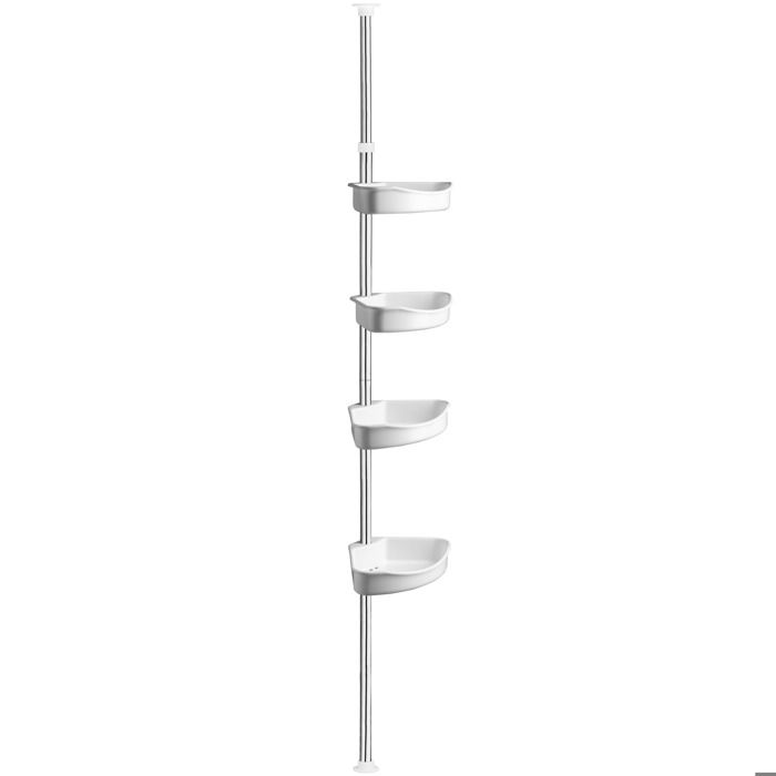 TECTAKE Etagère de Douche d’Angle 4 Tablettes Télescopique jusqu’à 250 cm