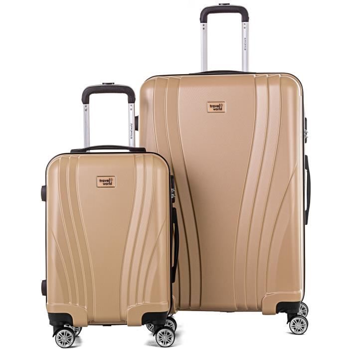 TRAVEL WORLD Ensemble de 2 Valises 50/80cm avec 4 roues Champagne