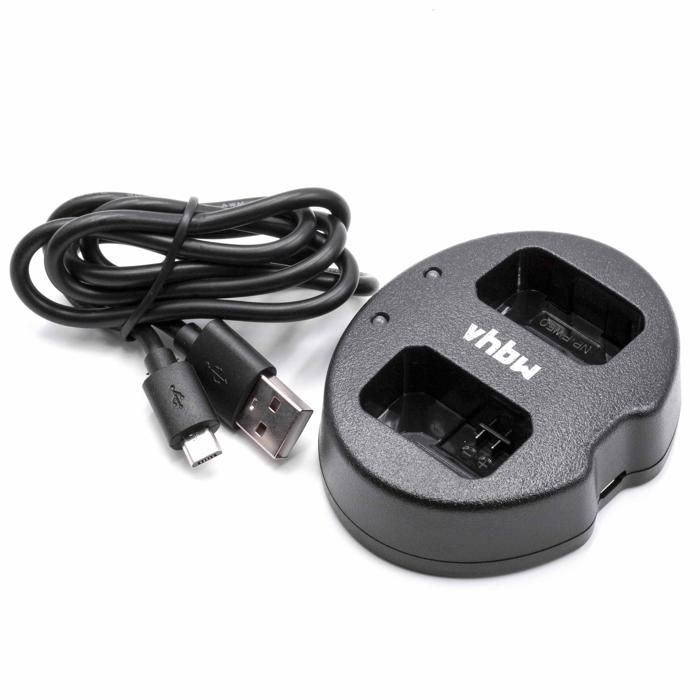 vhbw Chargeur USB de batterie double compatible avec Sony Alpha 6500, A6000, 7, 7R, 7S, NEX-3 batterie appareil photo digital, DSLR,