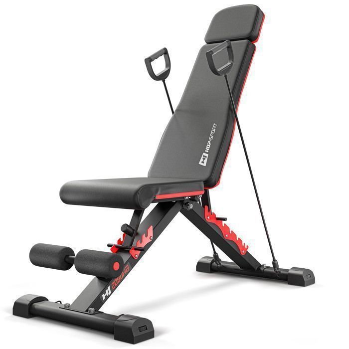 Hop-Sport Banc de musculation pliable multifonctionnel HS-2080HB avec extenseurs Dossier réglable à 8 positions Charge max. 250 kg