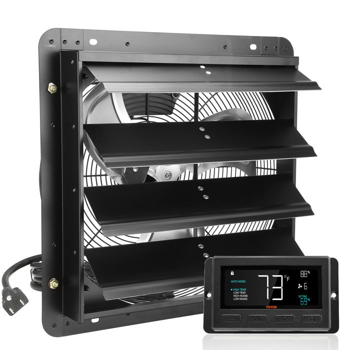 Ventilateur dextraction à Volets VEVOR 409 cm-Contrôleur de Température et dhumidité Vitesse Variable-2900 m³ / h Serre Garage - Vevor