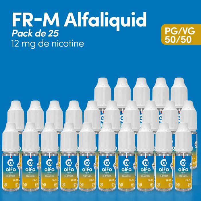 E-liquide FR-M Alfaliquid 12MG NICOTINE - PG/VG 50/50 - 10ML PACK 25 -  Cdiscount Au quotidien