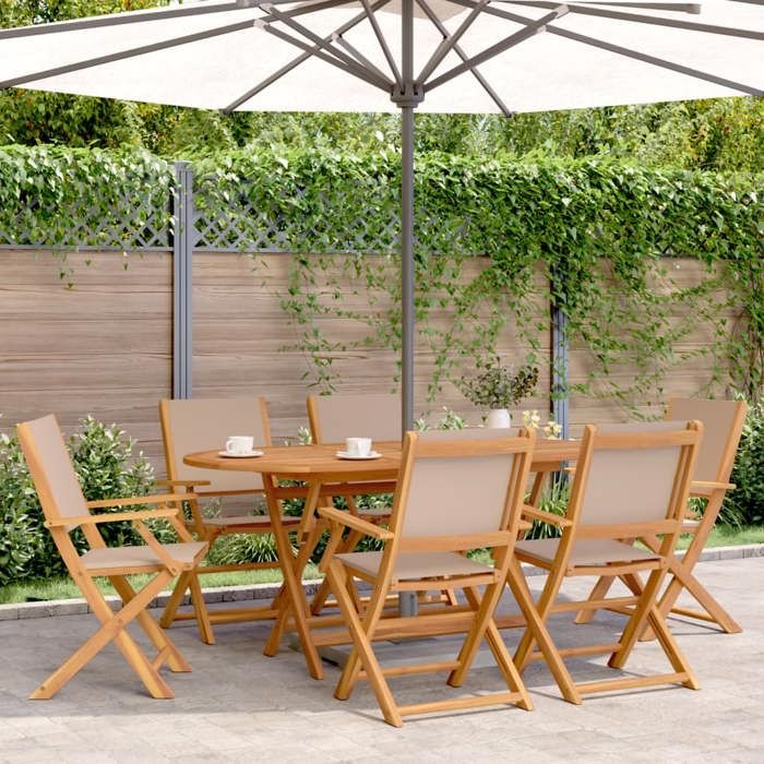 vidaXL Chaises pliantes Tissu et bois massif