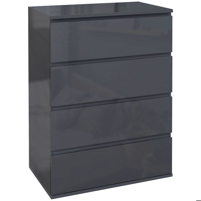 Commode 3 Tiroirs Noir Mat 70 Cm - Meuble De Rangement Chambre Adulte, Dimensions 78.5x70x39 Cm