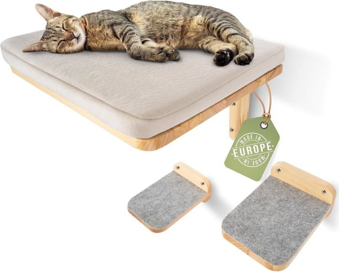 Meilleurs prix pour Mur D'Escalade Pour Chat Avec 2 Marches De Chat [Extra Grand Et Stable] I Hamac Pour Chats Mur 3 Pièces I Set Arbre À Chat Mural I