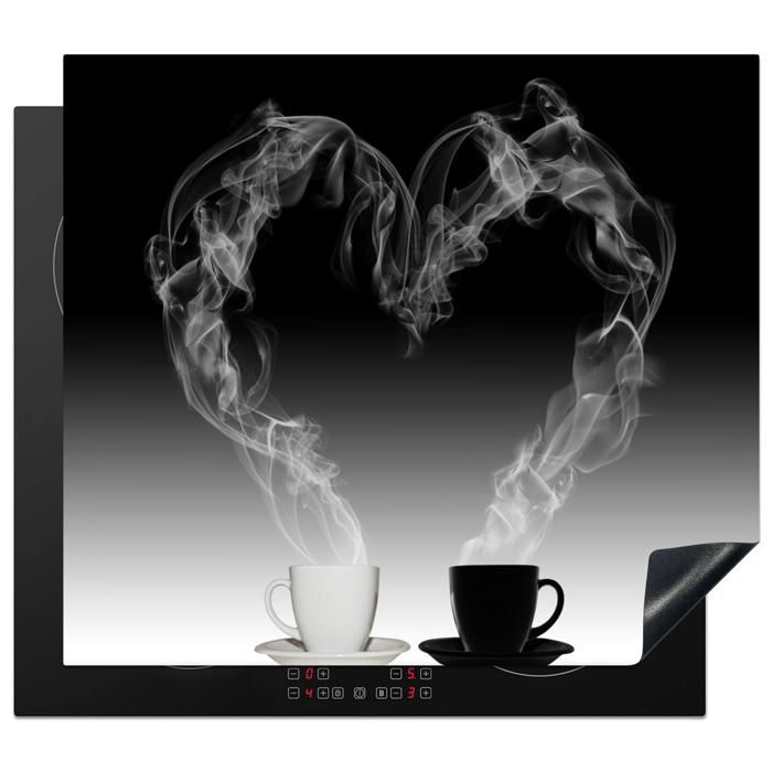 KitchenYeah Protection Plaque Induction 59x51cm - Tapis Antidérapant Décoration Cuisine - Noir Or