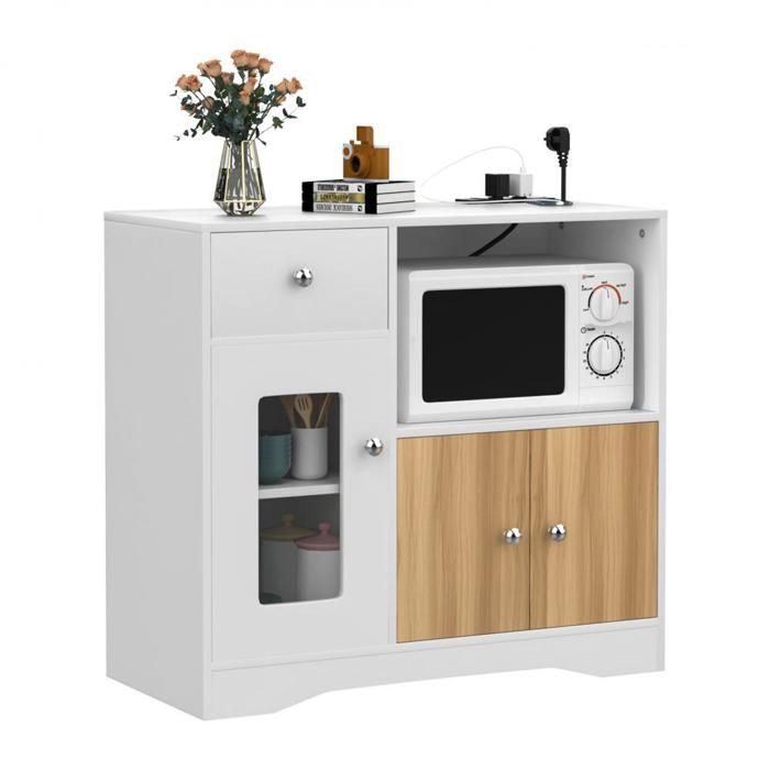 Buffet de Cuisine - XUANYU - Buffet de cuisine bois avec Portes et 1 Tiroir + 3 Portes Pour SalonCuisine - 80x40x83cm