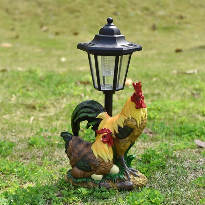 Statue de jardin en forme de poule lanterne solaire résistante aux intempéries idéale pour la cour la pelouse et lextérieur