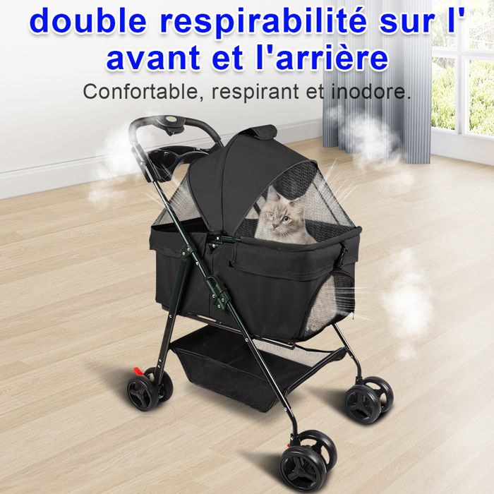 Meilleurs prix pour JEOBEST Poussette pour chien pliable Les petits et chiens âgés Zuma Jusquà 15 kg Roues avec freins à 360° Panier XXL