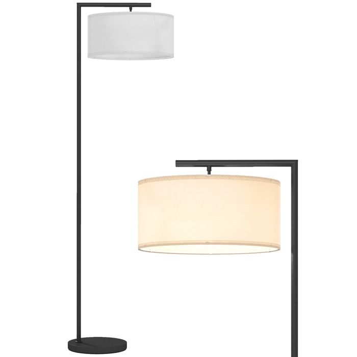 Lampadaire - HOMCOM - abat-jour en tissu de lin - base ronde stable - 47 x 37 x 153 cm - noir et blanc