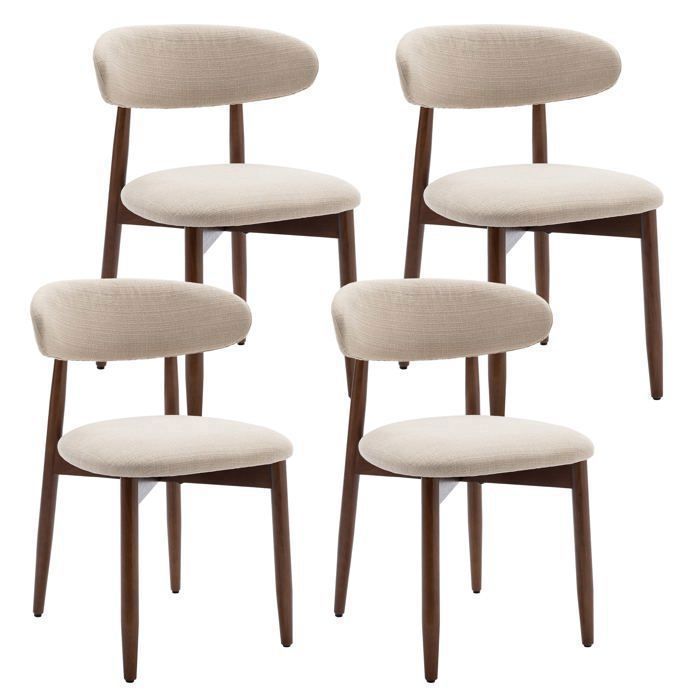 COLAMY Lot de 4 Chaises robustes et élégantes style nordique minimaliste idéales pour salle à manger et cuisine - Beige