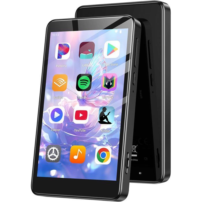 AGPTEK Lettore MP3 Android 14 Da 96GB Con Bluetooth E WiFi, Schermo 4'', Supporta Spotify E App Store - T08X Nero