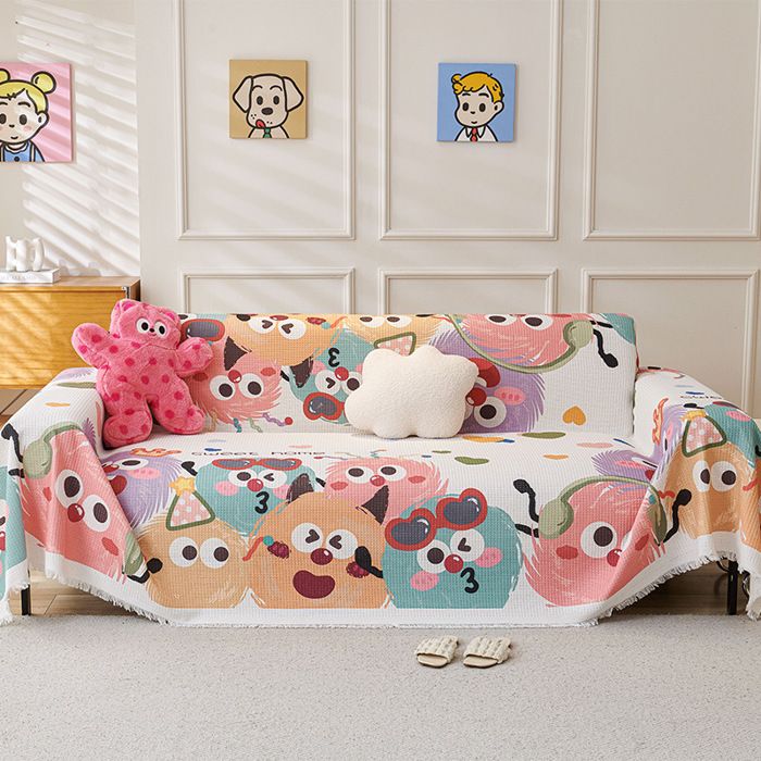 Housse de Canapé Cartoon Dopamine 180×230cm – Plaid Sofa 2 Places Protège Canapé Résistant et Antidérapant