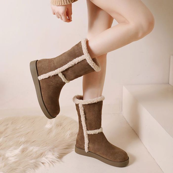 Bottes neige femme hiver–Bottines chaudes fourrées antidérapantes