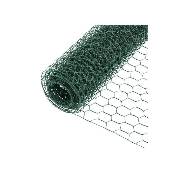 Grillage PVC Vert 10m Maille Hexagonale 25mm Gants/Serre-Câbles Inclus Clôture Jardin/Animaux