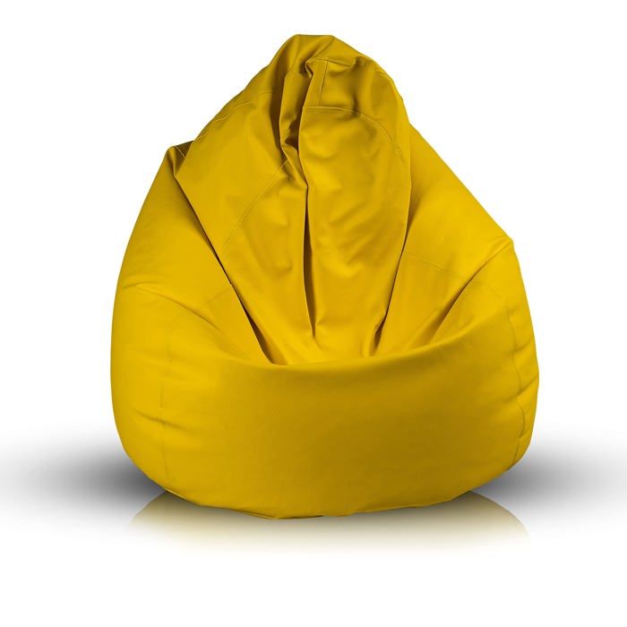 Fuzzy pouf en similicuir rembourré double fermeture éclair anti-perte 80x110 cm Jaune Citron E18 Ecopuf