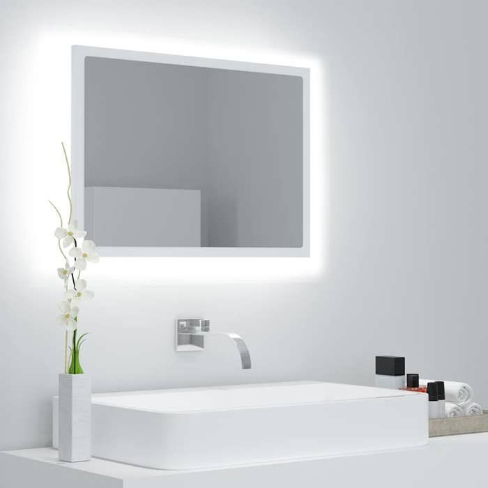 Miroir Décoratif - LED - Blanc - 60cm - Contempora Miroir à LED de salle de bain Blanc 60x85x37cm Acrylique ABHT 5594315