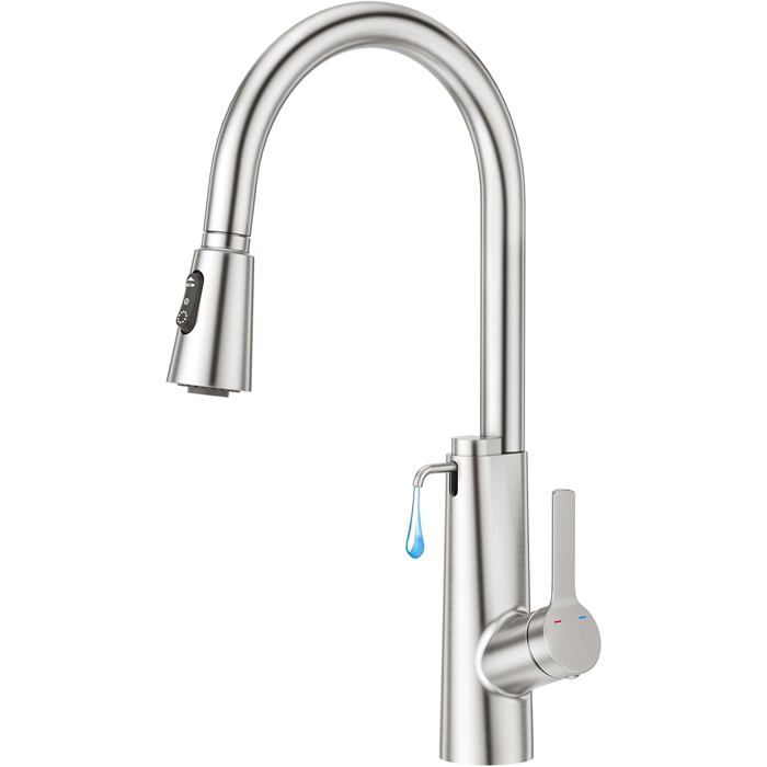 Robinet de Cuisine CREA avec Distributeur de Savon Encastrable Douchette Extensible 3 Modes