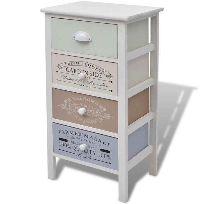 SALE 2026Buffet/Armoire latérale Blanc - Armoire de rangement en style français 4 tiroirs Bois 5.8 Kg 595312