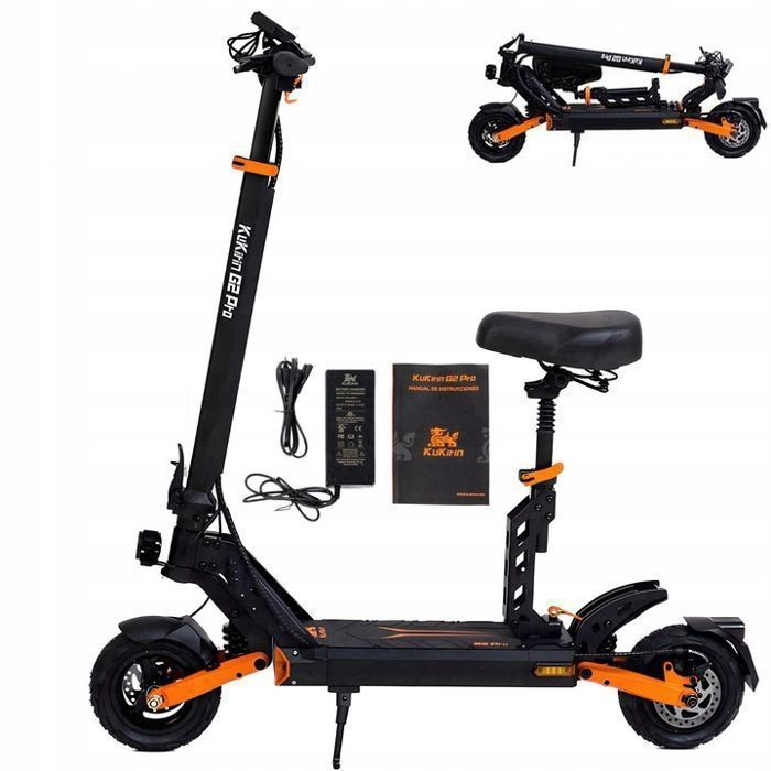 Moteur De Scooter électrique Kukirin G2 ProDB - 48 V 600 W, Pneus Tubeless Aoxin 9 X 3,0-5,5, Adhérence Optimale Pour Ville Et Tout-terrain - Noir