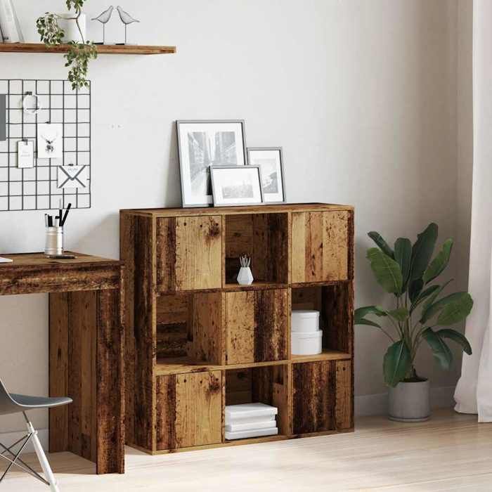 Promo 2026Meuble de rangement - Brun Bibliothèque - CLARENCE - Pour salon - vieux bois 90 x 28 x 90cm bois dingénierie - 8470577