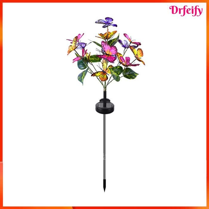 Lampe solaire pour pelouse - AKOZON - Papillon - LED blanc chaud multicolore - IP65 - Piquet