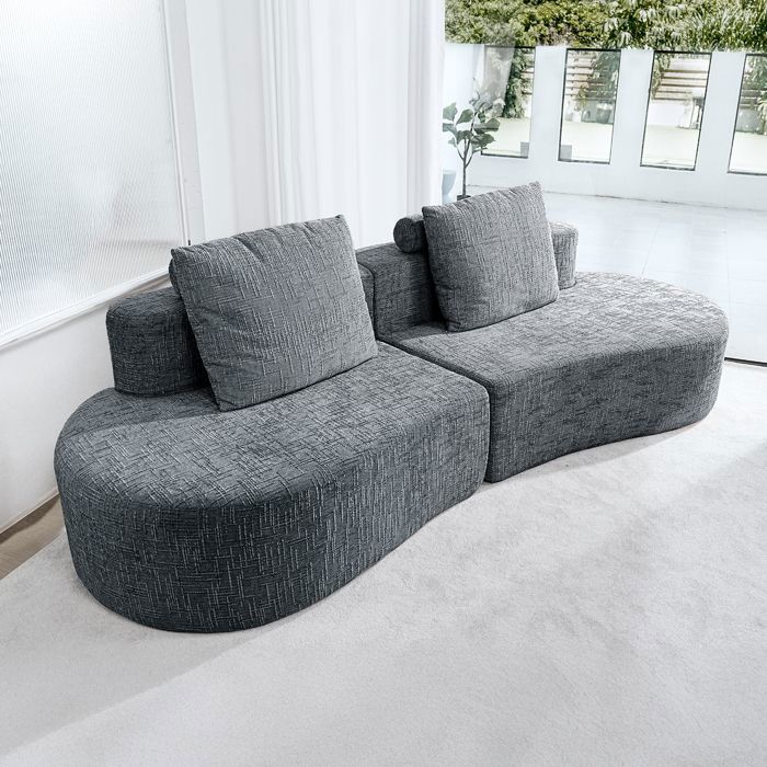 Canapé 4/5places gris Canapé Compressé assise extra profonde de 95cm revêtement en lin de qualité supérieure sans assemblage