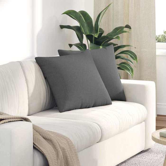 vidaXL Coussins de canapé 2 pcs Gris foncé 50 x 50 cm tissu 42013955