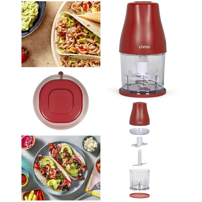 Mini hachoir électrique - LIVOO - WDOP244R - 400 W - 300 ml - 2 lames inox