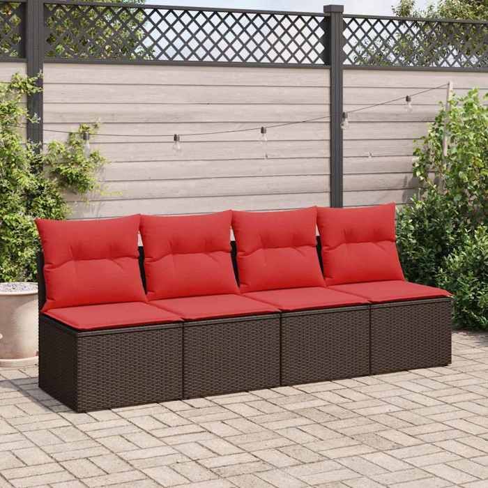 HOT SALE* Salon de jardin avec coussins 2pcs - SHIELD - Canapé dextérieur - marron résine tressée acacia - 55 x 62 x 69 cm 9716318