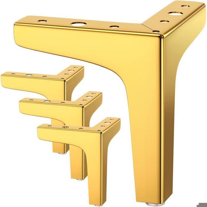 Lot de 4 pieds de meuble capacité de charge jusquà 800 kg 10 cm pieds de table en métal modernes de forme triangulaire pied de