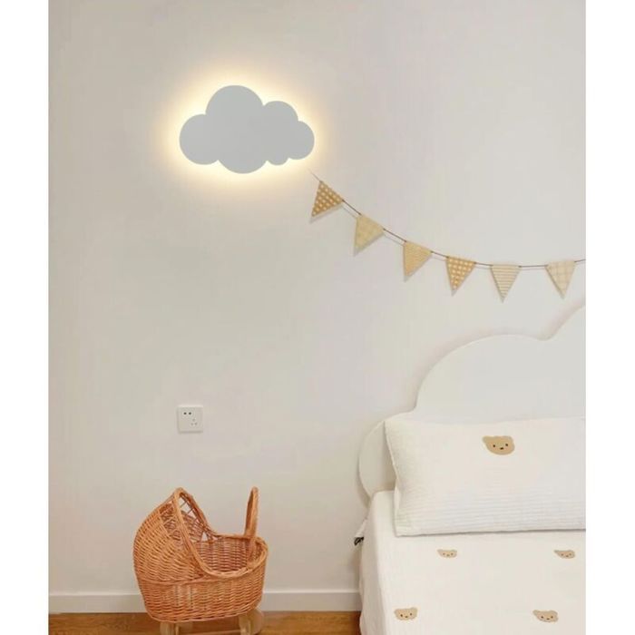 Applique Murale LED Chambre denfant Eclairage mural Lumière chaude Lampe de Lecture de chambre à coucher blanc Nuages créatif