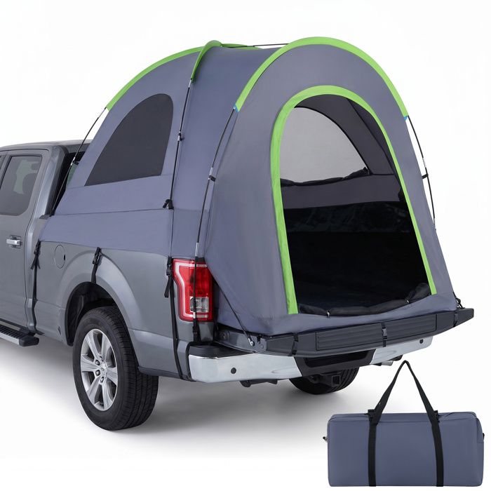 COSTWAY Tente de Camionnette 168-177 CM avec Double-Toile Amovible Fenêtres Ventilées et Sac de Rangement Imperméable 4 Personnes