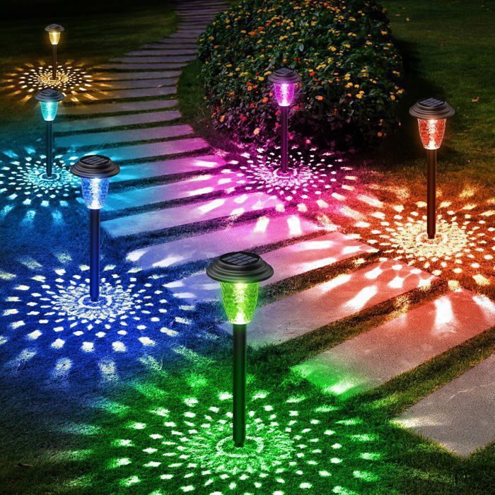 8 lampes solaires extérieur jardin LED colorées blanc chaud étanches pour pelouse terrasse décoration Noël35cm