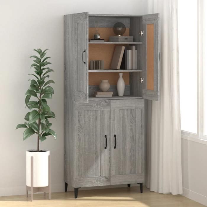 Buffet bahut - vidaXL - bois dingénierie - sonoma gris - grand rangement - 695 x 34 x 90 cm 23dft90w