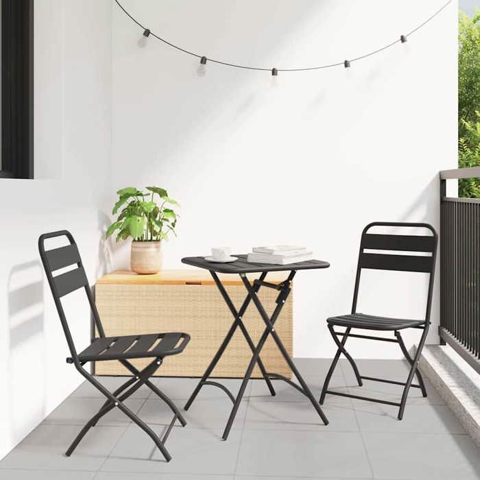 VIDAXL Ensemble bistrot (3 pcs) - ANTI-UV - Anthracite Acier 55x55x72.5 cm M9200