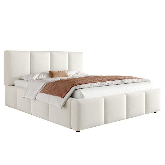 Lit Double Chenille Beige 180x200cm Capitonné Tête De Lit Rembourrée Et Sommier À Lattes Chambre Adulte ConfortableSans Matelas Lit Double Chenille Beige 180x200cm Capitonné Tête De Lit Rembourrée Et Sommier À Lattes Chambre Adulte ConfortableSans Matelas