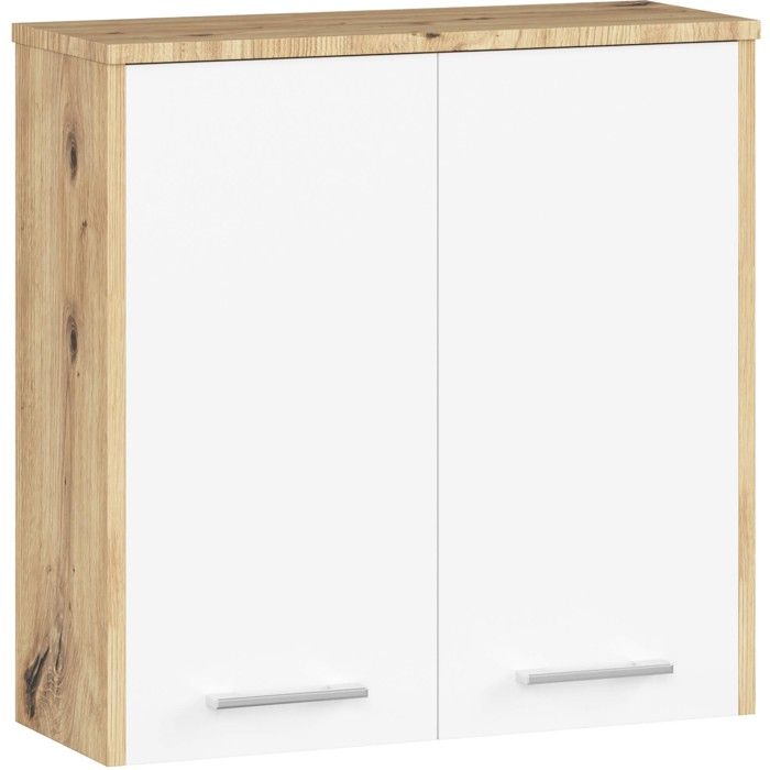 Armoire salle de bains haut AKORD FIN accr. au mur Chêne Artisan 60 cm 2 portes façade Blanche 2 étagères 60x22 5x60 cm Armoire salle de bains haut AKORD FIN accr. au mur Chêne Artisan 60 cm 2 portes façade Blanche 2 étagères 60x22 5x60 cm
