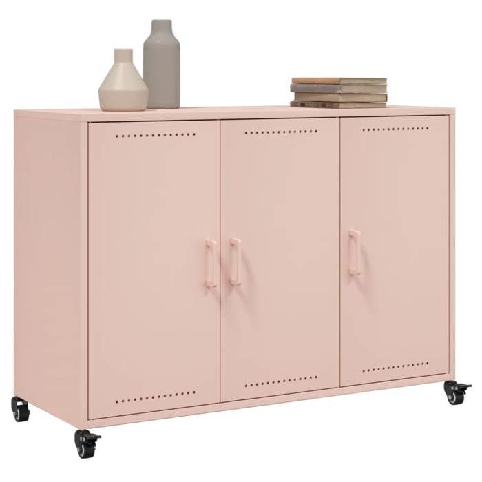 Rose Commode Salon CHIC Buffet bas/Cabinet 1 PC rose 100 5x39x72 cm acier N14854
