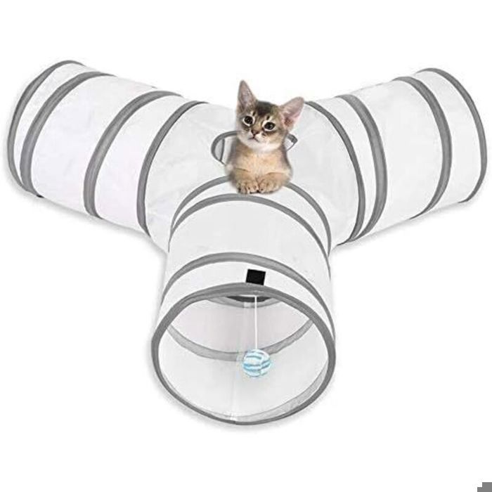 Jeu de chat tunnel pour chat jeu de tube pliable tunnel à 3 voies convient aux chats lapins chiens animaux de compagnie