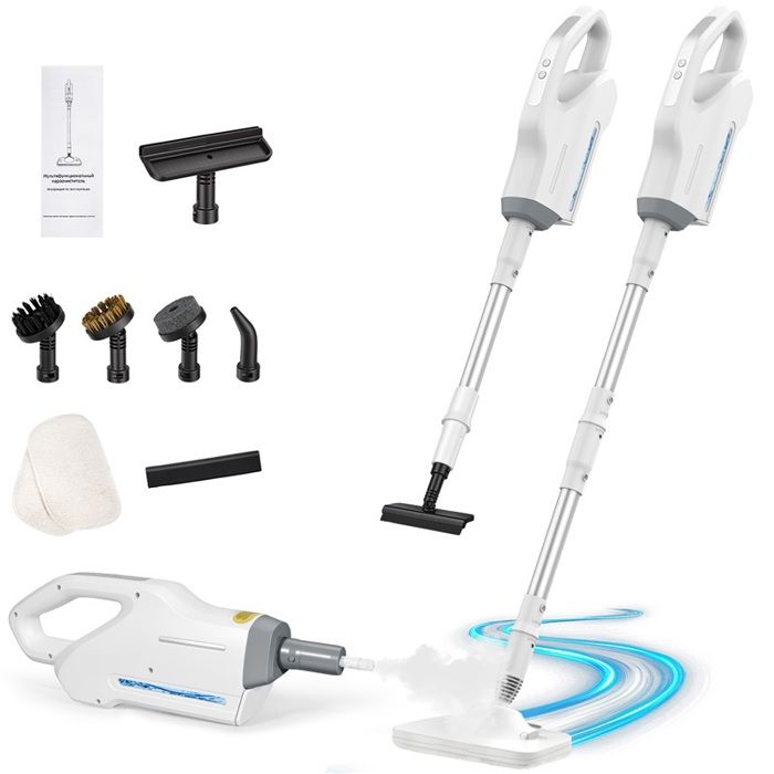 Nettoyeur vapeur multifonction-Balai vapeur-3 modes-1500W-Réservoir 500ml-12 accessoires Pour Cuisine/Salle Bain/Maison/Auto/Tissus