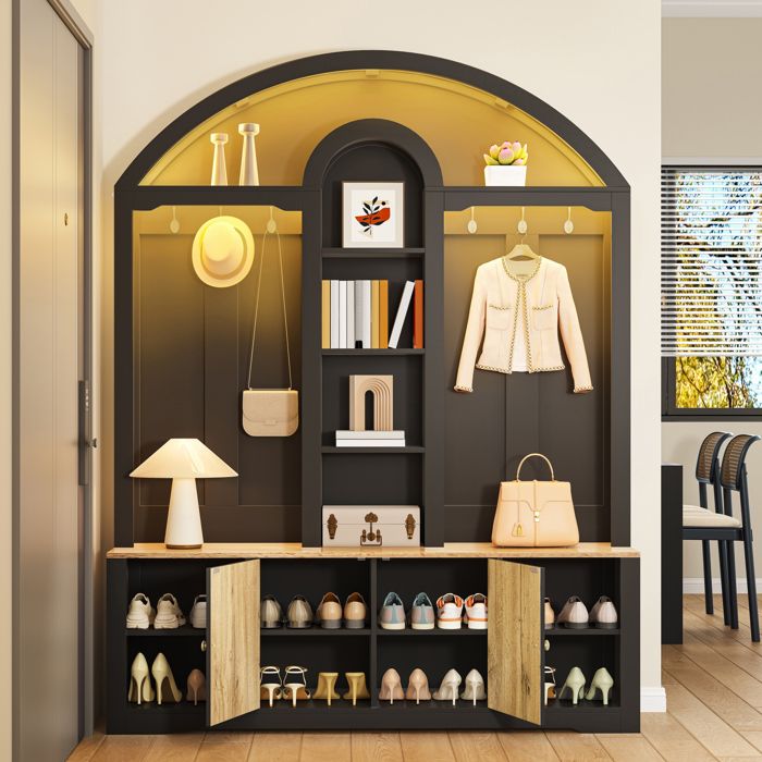 Armoire dentrée MDF porte-chaussures étagères crochets