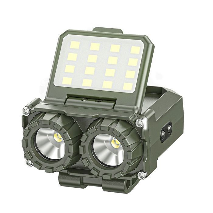 Lampe de casque étanche 600 lumens avec clip lampe frontale rechargeable avec détecteur de mouvement 5 modes déclairage