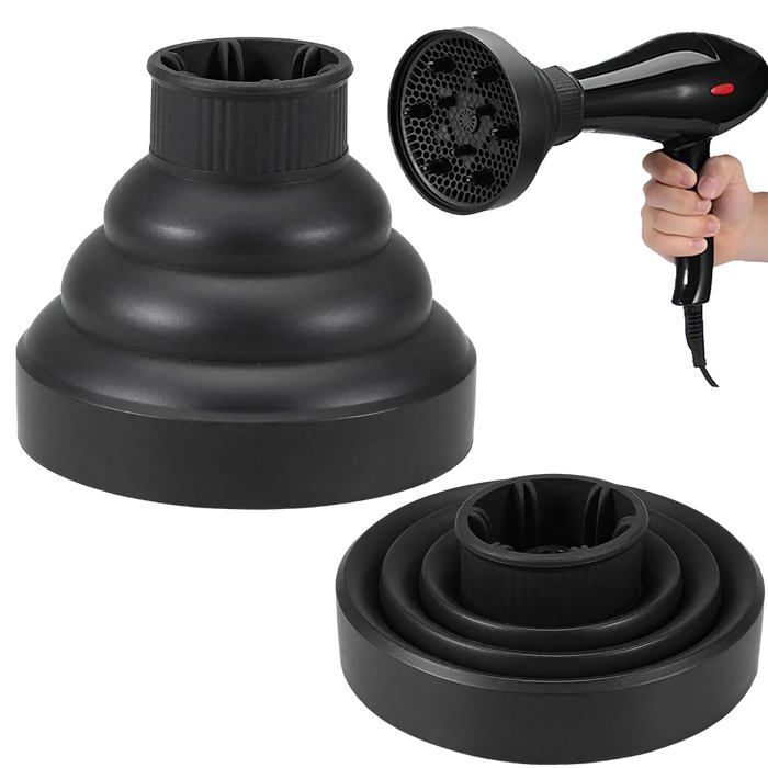 Diffuseur sèche-cheveux universel pour cheveux bouclés embout pliable - Convient pour sèche-cheveux Corvina