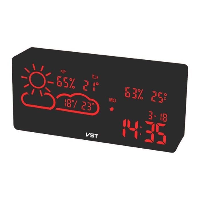 BRESSER Horloge Météo Radio LCD Jumbo 9cm - Affichage Température Humidité Prévisions Et Heure Exacte
