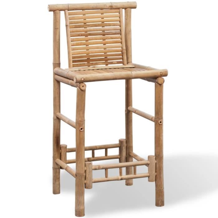 Tabourets de bar - ARAMOX - Bambou - Lot de 2 - Marron - Style Campagne