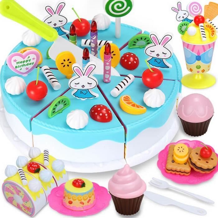 87pcs Education Precoce Gateau D Anniversaire Pour Enfants Jouet De Coupe Bleu Cdiscount Puericulture Eveil Bebe